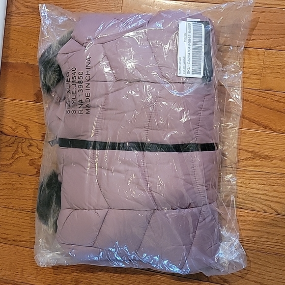 NWT YMI Collection Quilted Puffer Coat Jacket Fur Hood Mauve (Pink) Size XL - Picture 6 of 6